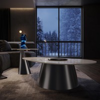 Table basse suspendue moderne en marbre italien avec structure en aluminium pour salon