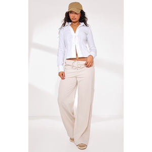 Factory Wholesale Best Price Women's <b>Summer</b> Comfort Casual <b>Long</b> Sleeve Shirt White Fitted with Party Style Print - Product Image 3