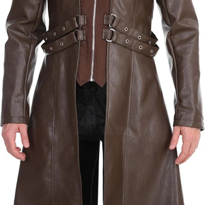 Abrigo Largo Informal de Invierno para Hombre, de Cuero Genuino Vintage, Impermeable, Transpirable y Cómodo, con Cuello Redondo - Product Image 6