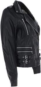 Chaqueta de cuero para mujer, chaqueta de cuero de vaca auténtica de piel de cordero a la moda para mujer - Product Image 2