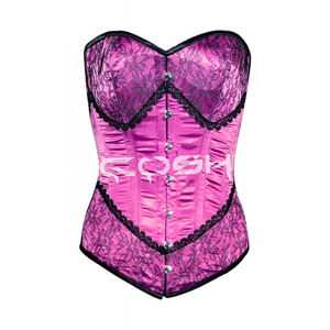 Corset en satin rouge de haute qualité avec baleines en acier et superposition de dentelle noire, robe corset pour soirée et club - Product Image 3