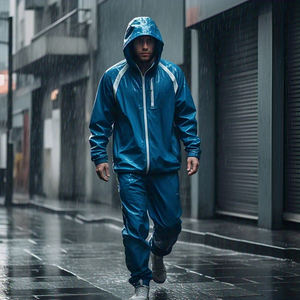 Imperméable Coupe-Vent Zip-Up Survêtement Nylon Capuche Veste Pantalon Ensembles Hommes Pluie Coupe-Vent Survêtement Hommes - Product Image 1