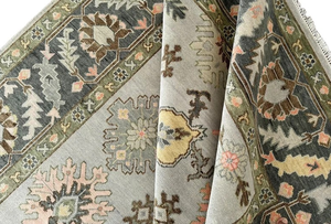 Alfombras ecológicas antideslizantes multicolores de algodón Floral Oushak anudadas a mano antiguas de alta calidad para sala de estar - Product Image 3