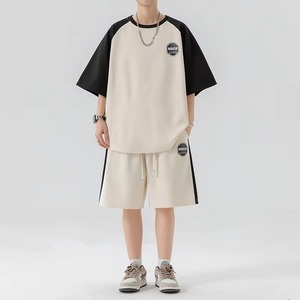 Buy New Selling <b>Short</b> Sleeved <b>Shorts</b> Set for Men's Summer Ice Silk <b>Cool</b> T-shirt Teenager Casual Sports Two-piece Outfit - Product Image 3
