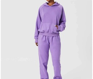 Women's 100% Cotton Oversize Hoodie Sweatshirt Set Breathable Winter Fleece Tracksuit <b>Crop</b> <b>Top</b> Hoodies <b>Tops</b> Solid Pattern Front - Product Image 5