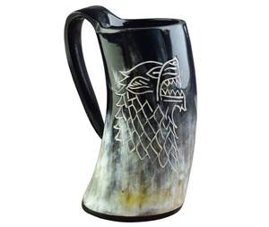 Tasse en corne viking faite à la main, très résistante, tasses en céramique d'agate artisanales, décoration d'intérieur et occasions de fête, provenance Inde - Product Image 4