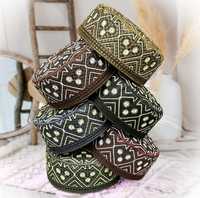 Topi Kufi Afghanistan Bordir Ringan Grosir - Topi Muslim Katun Poliester untuk Sholat, Aksesoris Islami Tradisional yang Sopan