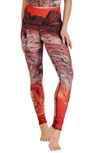 Conjunto de mallas y Top con estampado de rocas rojas OEM para mujer, de 2 piezas conjunto a juego, mallas de Yoga transpirables de cintura alta para mujer - Product Image 2