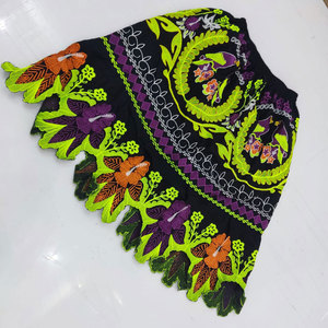 Jupe courte bohème pour femmes, coupe évasée, brodée, à motif floral, taille élastique, en coton doux, à porter en toutes saisons - Product Image 3