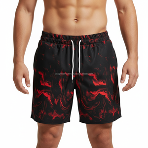 Shorts de Playa para Hombre, Casuales, con Estampado de Llamas Rojas, Secado Rápido, Logotipo Personalizado, Verano 2026 - Product Image 2