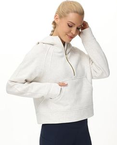 Sweat-shirts à capuche pour femmes, demi-zip, manches longues, en polaire, coupe courte, avec poches, personnalisables, tendance - Product Image 3