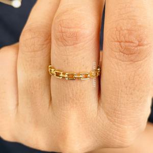 14K Solid Gold Everyday Wear Solid Gold <b>Plain</b> Link <b>Ring</b>. - Product Image 4