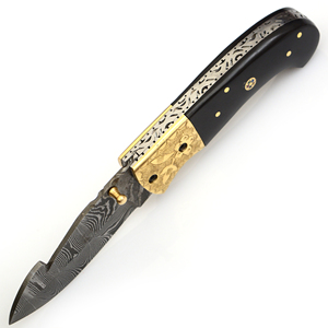 Venta al por mayor PRESTIGE BLADES personalizado de alta calidad OEM/ODM hecho a mano de acero de Damasco Drop Point Straight Edge cuchillo de caza al aire libre - Product Image 3