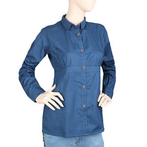 Chemise décontractée à manches longues pour femme Chase Value - Tissu en coton poly - Bleu marine - Product Image 1