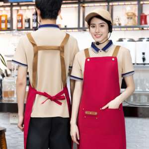 Tablier de poche en toile de couleur personnalisée, best-seller, pour café, cafétéria, uniforme, tablier épais avec logo, tablier de boulanger - Product Image 6