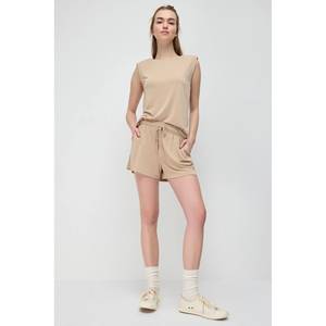 Shorts Casuales para Mujer, 100% Algodón con Spandex, Logotipo Personalizado, Cintura Alta con Cordón Ajustable, Disponible en Talla XS - Product Image 1