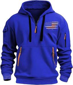 Sudadera táctica para hombre, sudadera con cremallera de cuarto sólido, Sudadera con capucha, bolsillos, entrenamiento, correr, tejido de lana hecho activo, industria deportiva - Product Image 6