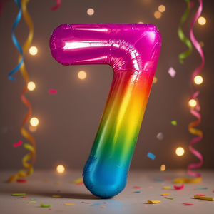 Ballon d'anniversaire multicolore numéro 7 de 80 cm pour décoration de fête - Product Image 3