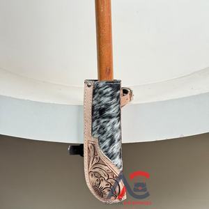 Porte-drapeau en cuir fabriqué à la main sur mesure cuir de vachette de selle durable de style occidental vintage pour l'affichage de moto et de défilé en plein air - Product Image 1