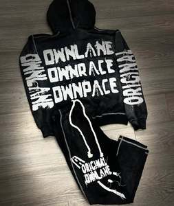 Vêtement d'hiver pour homme, coupe ample, imprimé délavé à l'acide, uni, entièrement délavé, doublé en polaire, respirant, coupe-vent, grande taille, streetwear - Product Image 6