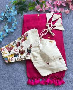 Blousewala Khadi Blusa informal de algodón Tops modestos hechos a mano de Bhavnagar Market - Product Image 3