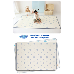 Tapis de jeu XPE double face 120x140x0,8 cm pour bébé-Etoiles en mousse enroulable, imperméable et non toxique-Town - Product Image 2