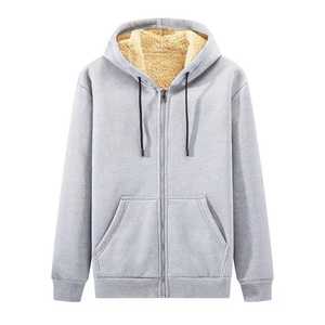 Chaqueta con capucha de piel polar para hombre Abrigo con cremallera Sudadera con capucha cálida Abrigo informal sólido - Product Image 3