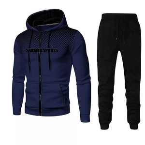 Conjunto Deportivo Informal de Otoño para Hombre, Sudadera con Capucha de Manga Larga de Forro Polar, Conjunto Deportivo Holgado de 2 Piezas - Product Image 1