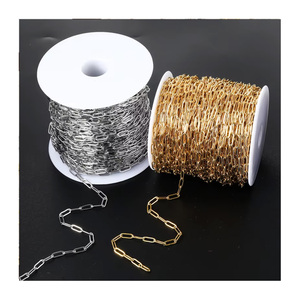 Atacado Bulk Paper Clip Chains Aço Inoxidável Golden Unwelded Paperclip Link para Mulheres Homens Colar Pulseira Fazer Jóias - Product Image 1