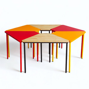 Mesa Trapezoidal Moderna de 6 Piezas con Tablero de Madera y Patas de Hierro (KGD036) - Product Image 2