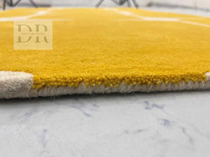 Modern 100% <b>Wool</b> Hand Tufted Area Rug Custom Size with <b>Yellow</b> White Minimalist Design for Home Dining Office Living Room Floor - Product Image 5