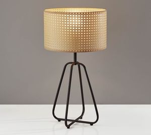 Handmade Customized Rattan Cane Farmhouse Table Lamp with Natural Net Shade Warm White LED <b>Decorative</b> <b>Lighting</b> - Product Image 5