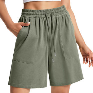 Short d'été en coton respirant de haute qualité Short à broderie personnalisée pour femmes Coupe ample avec poches latérales - Product Image 1