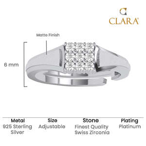 Anillos de Plata de Ley 925 de Primera Calidad para Hombre, Chapados en Rodio con Incrustaciones de Diamantes de Circonio con Patrón Geométrico, Joyería para Bodas - Product Image 5