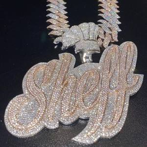 Colgante de Moissanita de Lujo con Nombre Christian Shelby y Cadena Cubana, Joyería Personalizada en Acabado Oro Rosa - Product Image 5