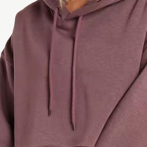 Top femmes personnalisé haut recadrée sweat à capuche surdimensionné avec col zippé décontracté hiver tricoté pull sweat haut court à capuche - Product Image 4