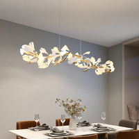Luminaire suspendu LED en forme de feuille de Ginkgo de style nordique personnalisable, réglable en hauteur, adapté à l'éclairage des tables à manger et aux halls d'hôtels