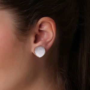 Pendientes de Corazón de Ágata con Encaje Hechos a Mano Dua, Chapados en Oro de 18K, Joyería de Boda Elegante y Moderna, Comercio Global B2B - Product Image 5