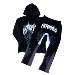 Ensemble sweat-shirt et pantalon de survêtement unisexe personnalisé 100% coton streetwear sans cordon ni ourlet, impression 3D en relief - Product Image 6