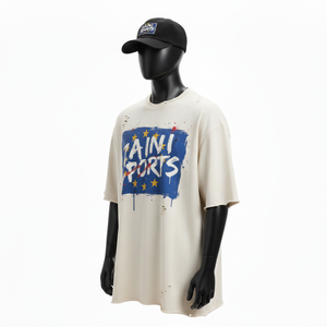 T-shirt 100% coton pour homme, coupe ample, imprimé, T-shirt oversize pour homme, lourd, respirant, impression sérigraphique, logo personnalisé, chemises pour homme - Product Image 4