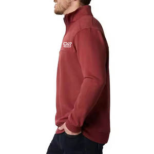 เสื้อสเวตเตอร์มีซิปสำหรับผู้ชายผ้าคอตตอนผสมมาใหม่เสื้อสเวตเชิ้ตมีซิปแบบครึ่งตัวจากโรงงาน - Product Image 4