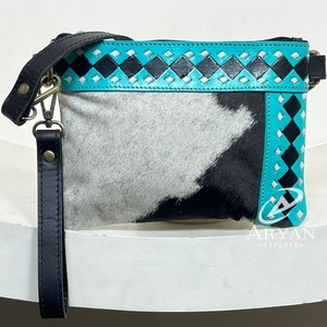 กระเป๋าหนังวัวลายตารางหมากรุกแบบใหม่ กระเป๋าสะพายข้างและสะพายไหล่ กระเป๋าคลัทช์แบบโบโฮสำหรับผู้หญิง - Product Image 1