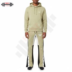 Ensemble survêtement de haute qualité avec sweat-shirt et pantalon de survêtement, design tendance 2025, impression sérigraphique, sweat-shirts pour hommes et pantalons évasés - Product Image 2