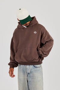 Sudadera con Capucha Oversize de Felpa Francesa Marrón Personalizada al por Mayor, Bordado, para Hombre, Proveedor de Fábrica OEM - Product Image 3