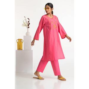 Conjunto Coordinado KST-43026 para Uso Diario, Top Bordado de Papel y Algodón con Pantalones Cortos, Talla XXS, Manga Tres Cuartos, Traje de Dos Piezas, Elegante - Product Image 1