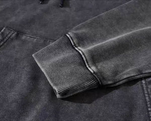 Venta al por mayor de gran tamaño personalizado estilo de la calle lavado con ácido en blanco 100% algodón hombres sudaderas con capucha lavadas con ácido - Product Image 3