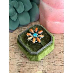 Southwest Handmade <b>Turquoise</b> Opal Sterling Silver Bezel Set Adjustable <b>Ring</b> - Product Image 3