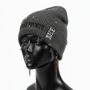 Gorro de Punto para Mujer, Invierno, 240GSM, Tejido Acrílico Acanalado, Sensación Suave, Color Gris Oscuro, Estilo con Vuelta, Logotipo Bordado, Jacquard - Product Image 4
