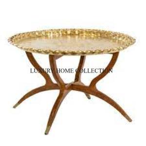 Table marocaine en laiton pur de forme rectangulaire Table d'appoint marocaine décorative unique de nouveau style Table martelée de qualité supérieure - Product Image 4