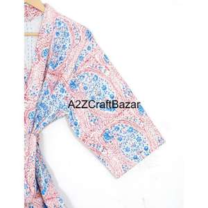 Chaqueta Acolchada Estampada a Mano 100% Algodón Puro, Estilo Indio, Otoño Invierno, Floral, Cómoda, Kimono de Maternidad, Regalo de Verano - Product Image 3